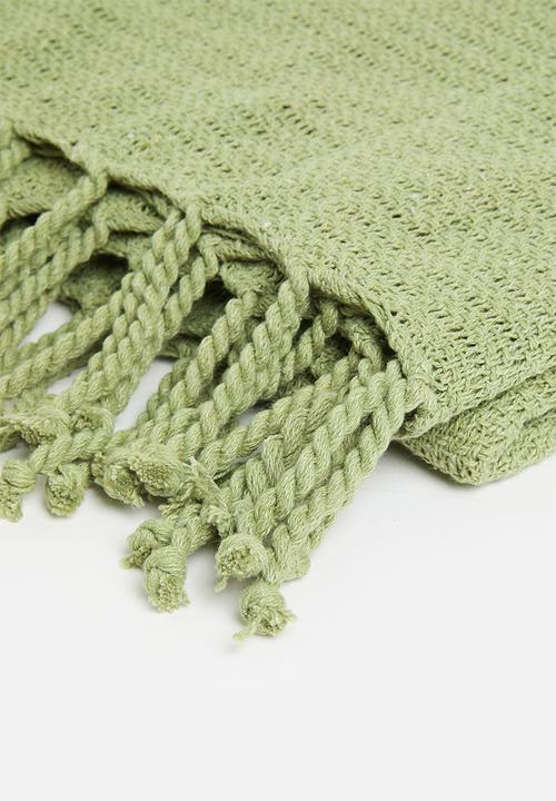 H&S - Cotton Knitted Throw - Army