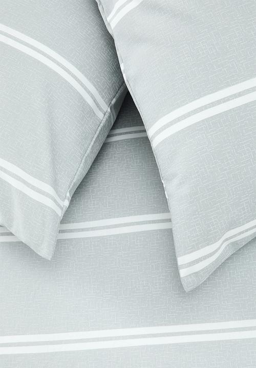 Sixth Floor - Double Stripe Cotton Blend Duvet Set - Grey