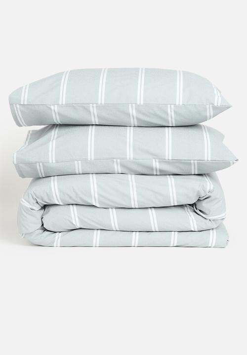 Sixth Floor - Double Stripe Cotton Blend Duvet Set - Grey