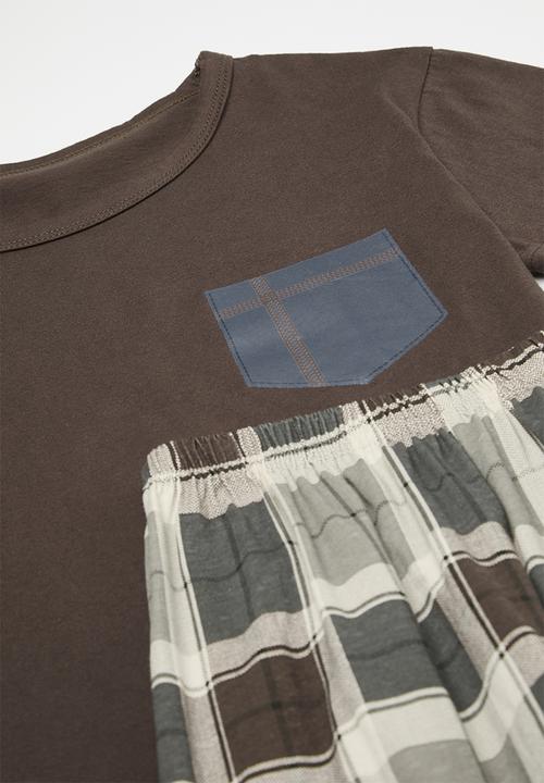 Pop Candy - Check pj set - brown