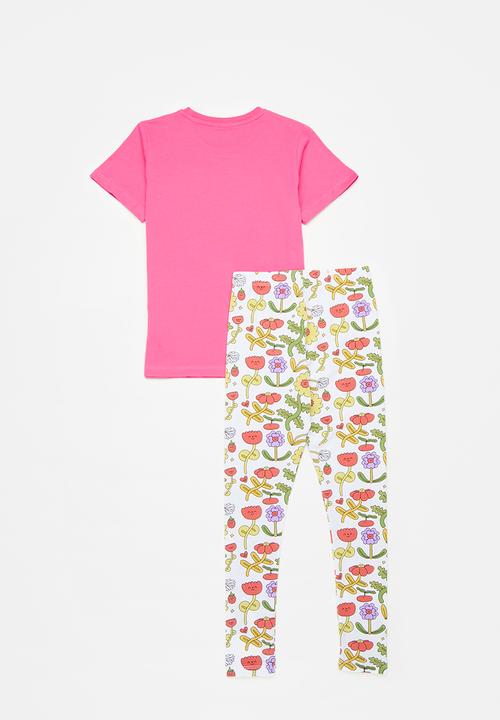 Pop Candy - Printed crew neck tee & legging set - multi