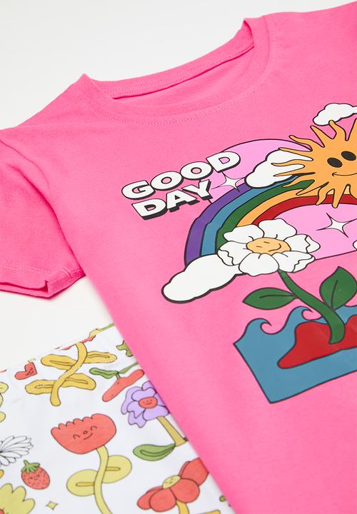 Pop Candy - Printed crew neck tee & legging set - multi