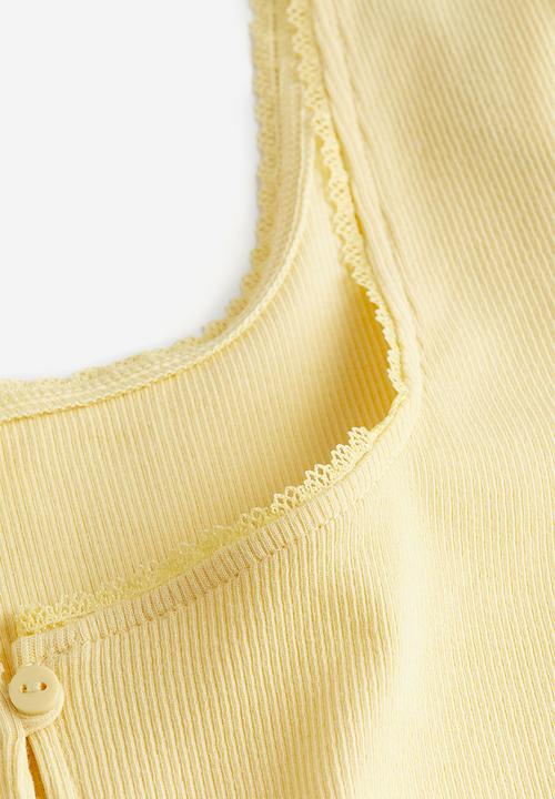 H&M - Ribbed jersey top - light yellow