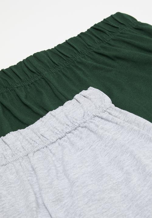 Pop Candy - 2 Pack pj short - grey & green