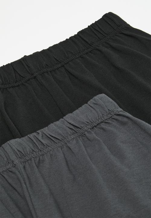 Pop Candy - 2 Pack pj short - grey & black