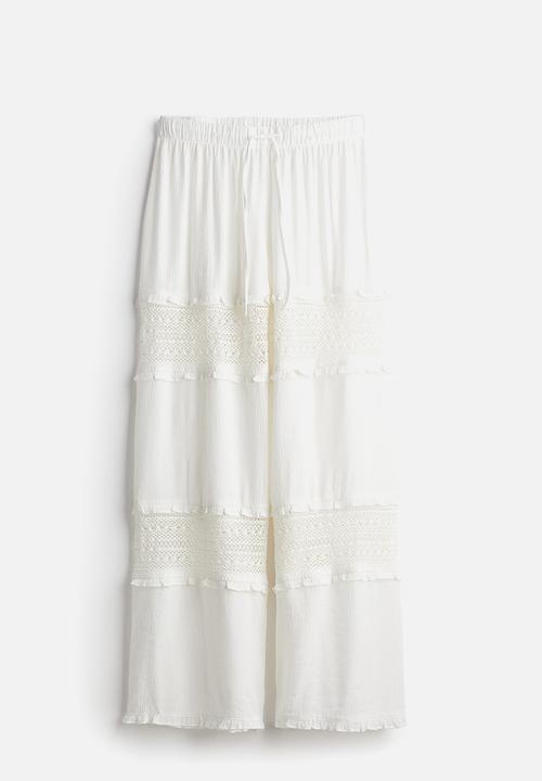 H&M - Lace-inset crêpe trousers - cream