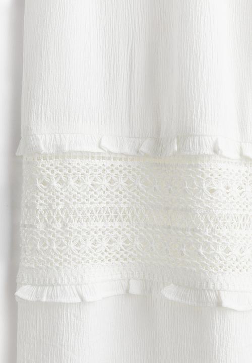 H&M - Lace-inset crêpe trousers - cream