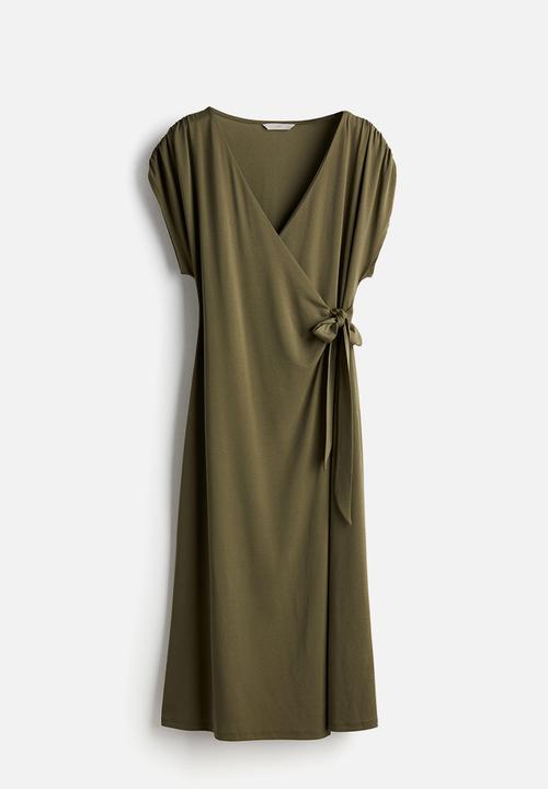 H&M - Jersey wrap dress - dark khaki green