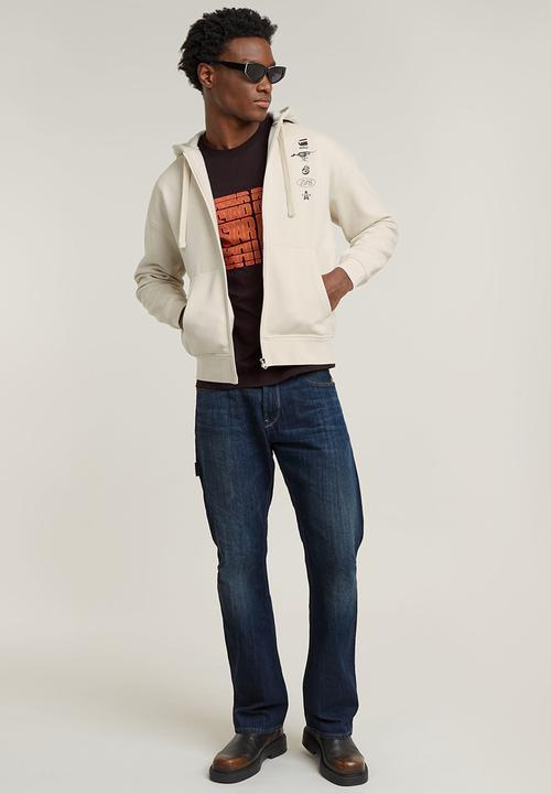 G-STAR - Poster back gr zip thru loose hooded sweatshirt - whitebait