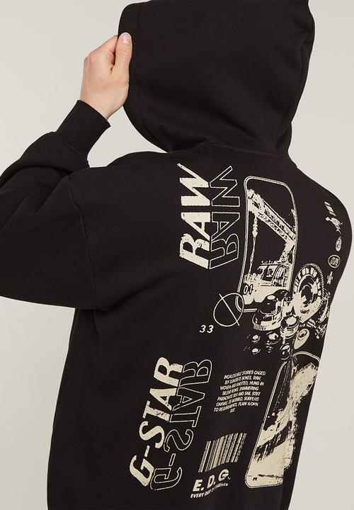 G-STAR - Poster back gr zip thru loose hooded sweatshirt - dk black