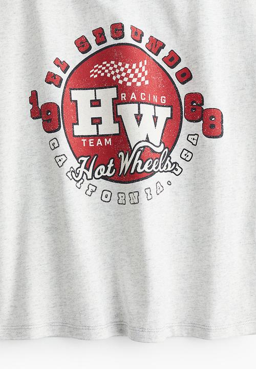H&M - Printed t-shirt - light grey marl & hot wheels 