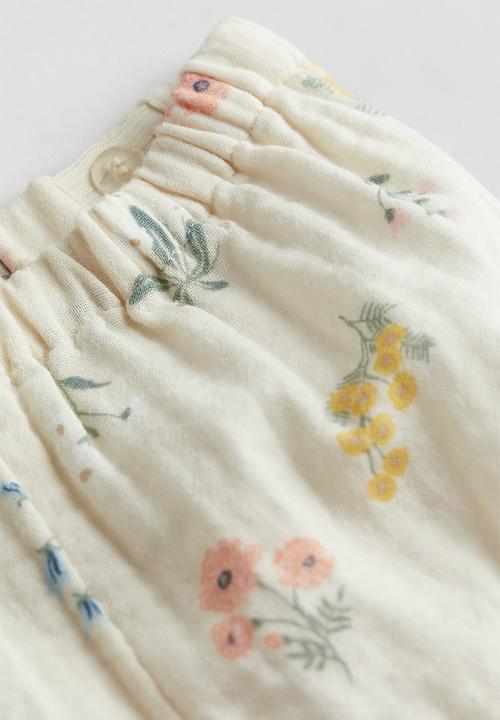 H&M - 2-piece patterned muslin set - Cream Floral