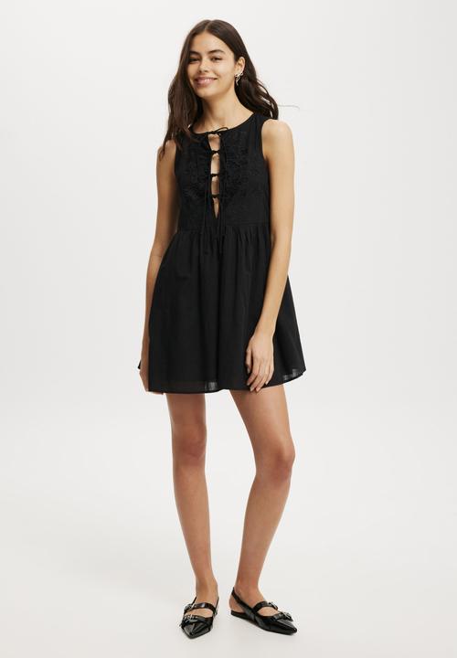 Cotton On - Casey Cutwork Mini Dress - Black