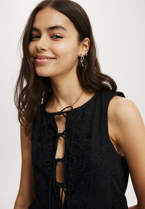 Cotton On - Casey Cutwork Mini Dress - Black
