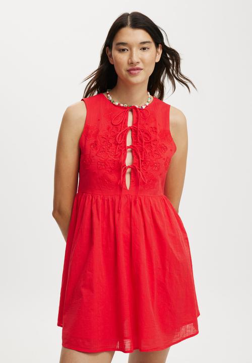knee length dresses for ladies Reedy Lace Mini Dress Cream main image 0
