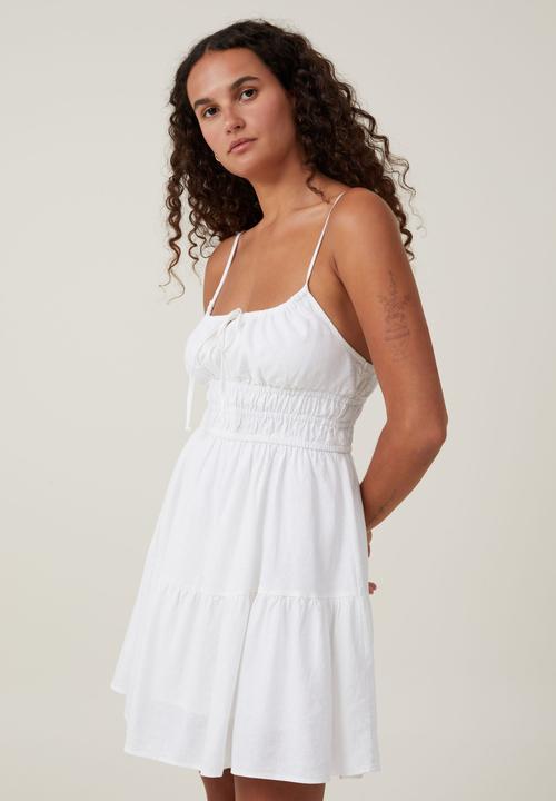 Haven Tiered Mini Dress-White