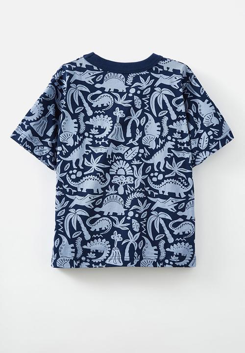 Cotton On - Jonny short sleeve graphic print tee - in the navy/dusk blue dino yardage