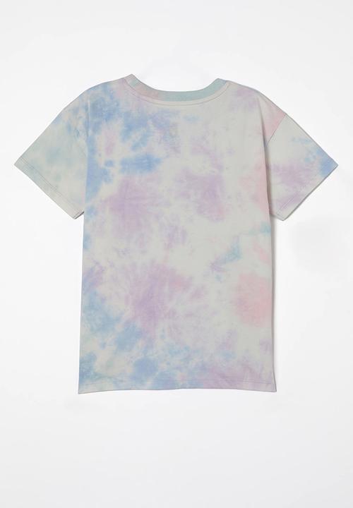 Cotton On - Poppy short sleeve graphic print tee - blush pink/barber blue tie dye