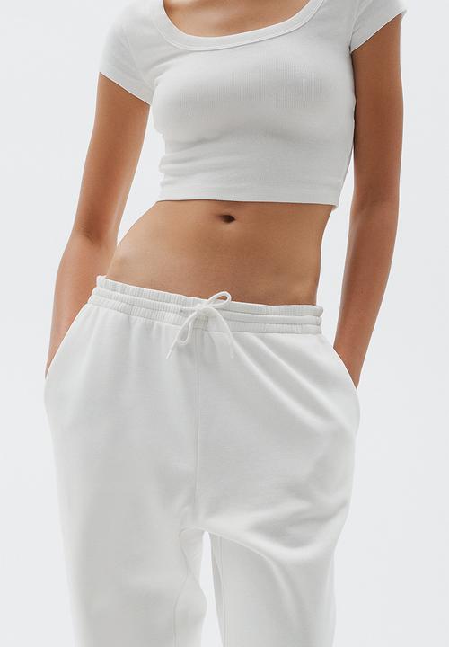 H&M - Cropped ribbed T-shirt - white