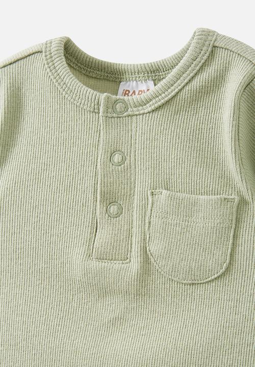 Cotton On - The long sleeve rib pocket bubbysuit - deep sage