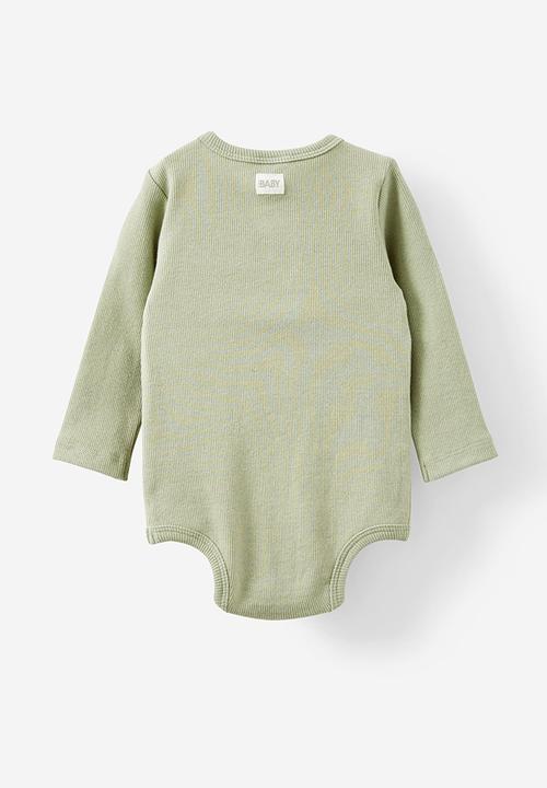 Cotton On - The long sleeve rib pocket bubbysuit - deep sage