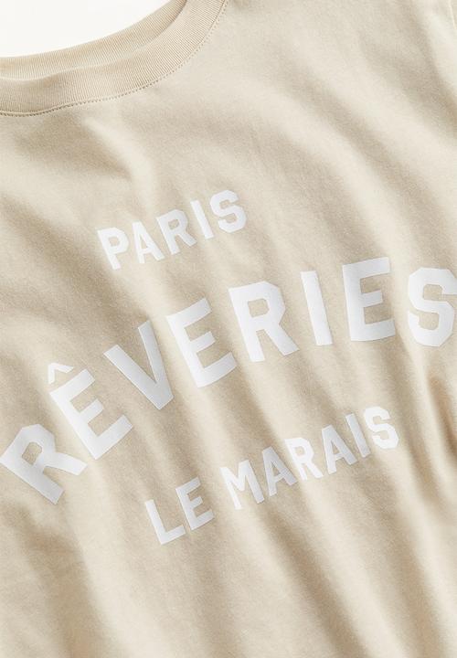 H&M - Printed T-shirt - light beige rêveries