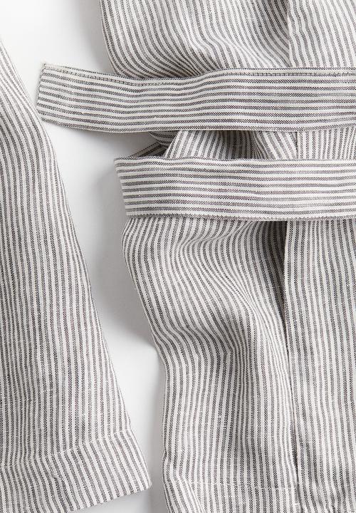 H&M - Linen wrap top - beige striped