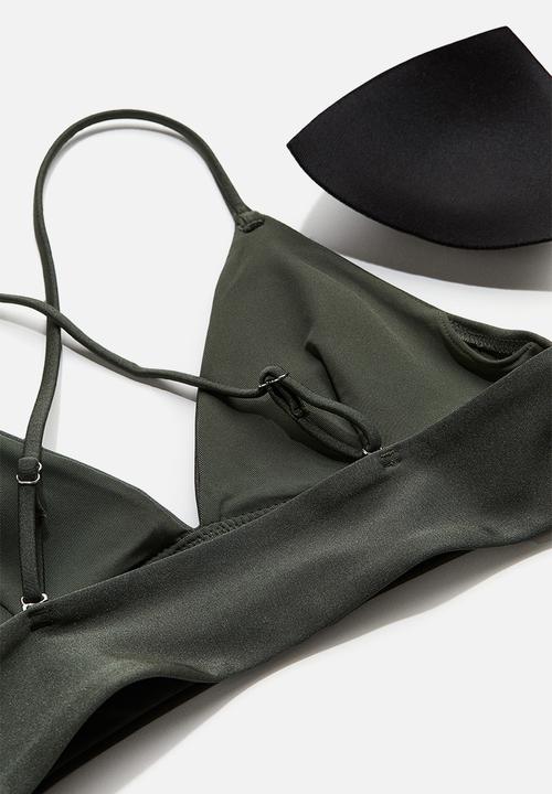 H&M - Padded bikini top - dark khaki green
