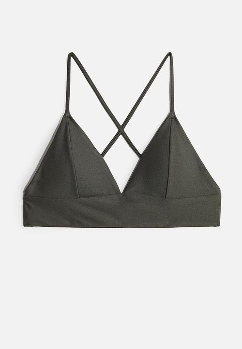 H&M - Padded bikini top - dark khaki green