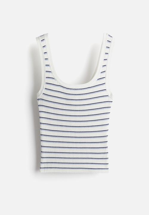 H&M - Rib-knit vest top - cream striped