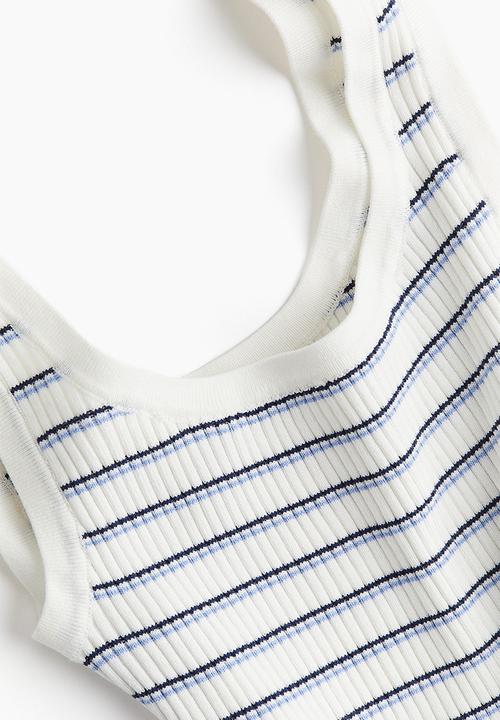 H&M - Rib-knit vest top - cream striped
