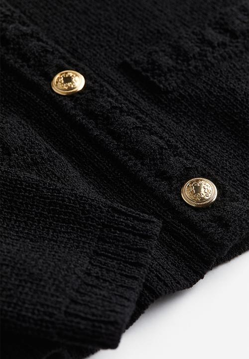 H&M - Textured-knit cardigan - black
