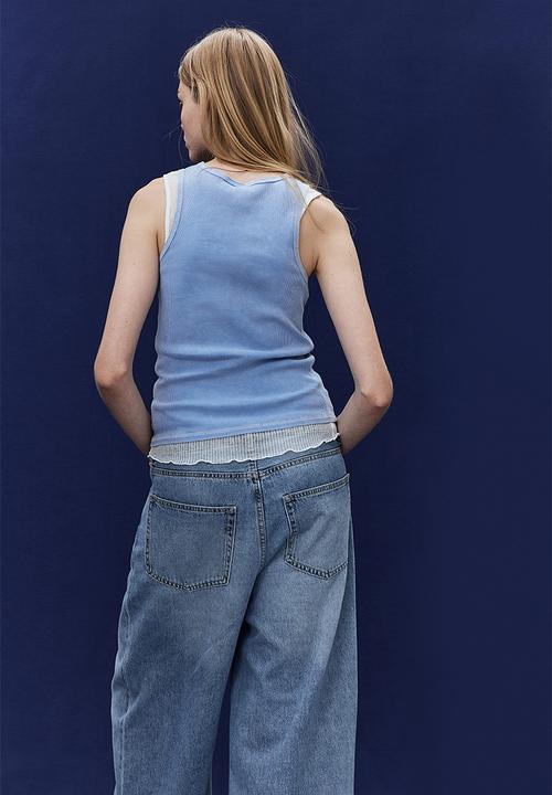H&M - Ribbed vest top - blue university
