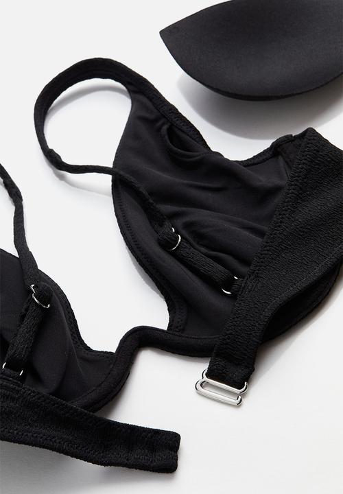 H&M - Deep plunge padded bikini top - black