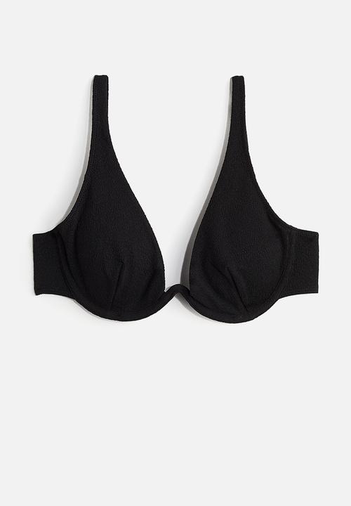 H&M - Deep plunge padded bikini top - black