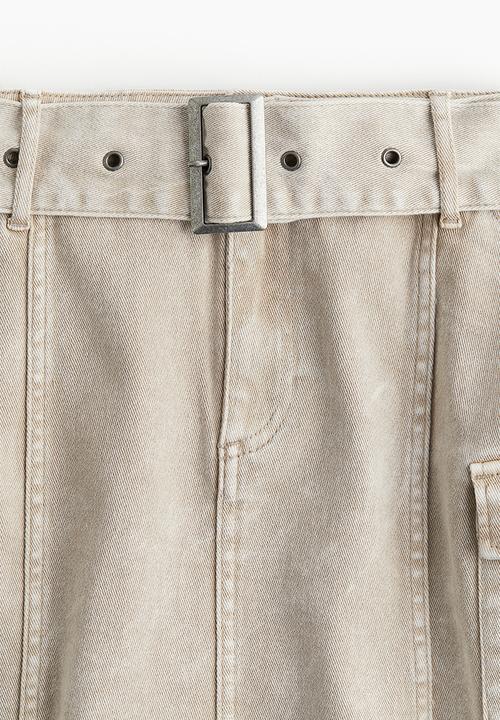 H&M - Belted mini skirt - beige