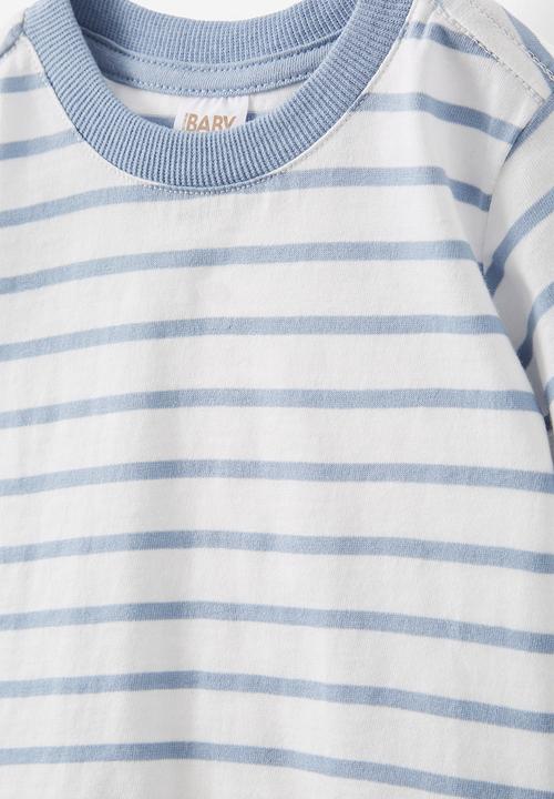 Cotton On - Jamie short sleeve tee - dusty blue/vanilla riley stripe