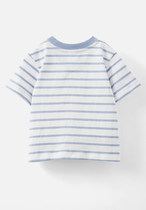Cotton On - Jamie short sleeve tee - dusty blue/vanilla riley stripe
