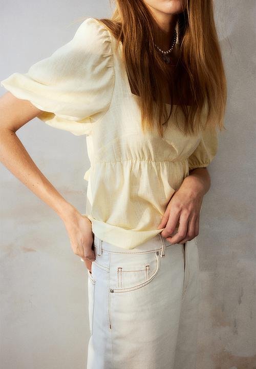 H&M - Wide high jeans - cream
