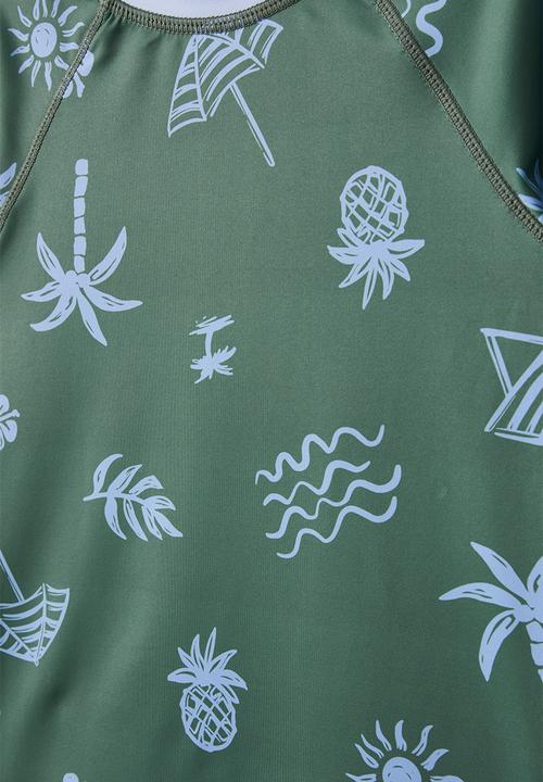 Cotton On - Flynn long sleeve raglan rash vest - swag green/beach