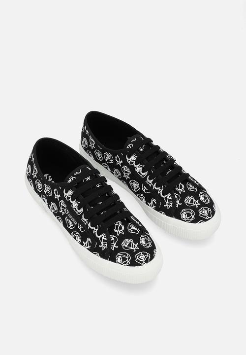 SUPERGA - 2750 Rose Print -  A6U Black White Rose