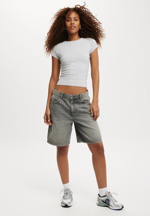 Cotton On - All Day Crew Tee - Grey Marle