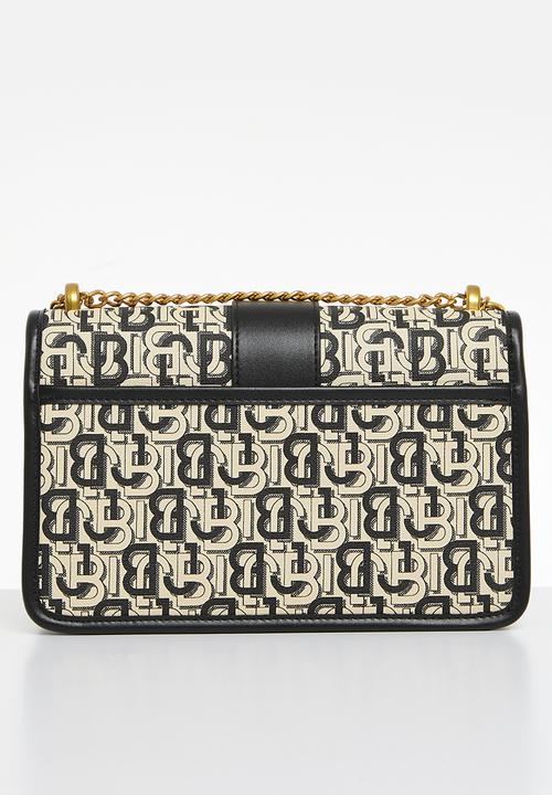 Jo Borkett - Monogram flapover sling - black & neutral