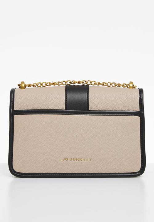 Jo Borkett - Monogram flapover sling - black & neutral