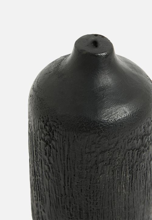 H&S - Wooden Vase Black Set of 2