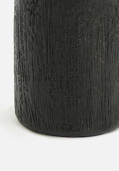 H&S - Wooden Vase Black Set of 2