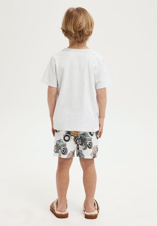 Cotton On - Jordan short sleeve pyjama set - snow marle/crazy trucks