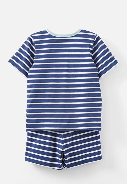 Cotton On - Jordan short sleeve pyjama set - vanilla/in the navy stripe