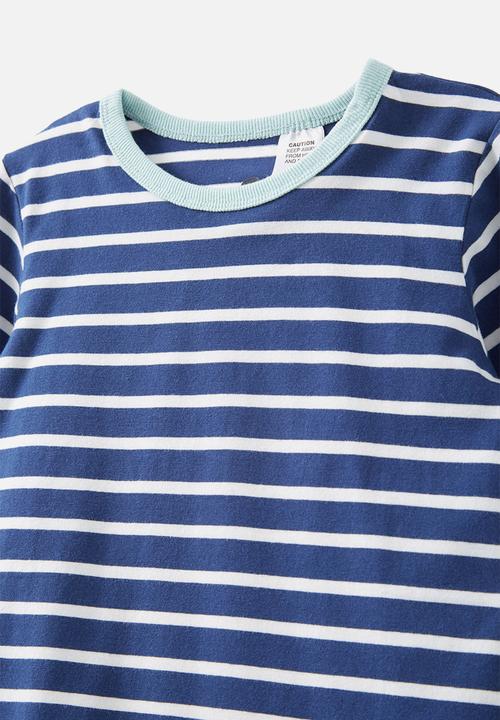 Cotton On - Jordan short sleeve pyjama set - vanilla/in the navy stripe