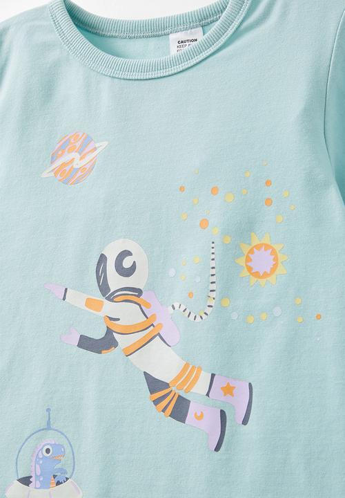 Cotton On - Jordan short sleeve pyjama set - barber blue/dino space glow